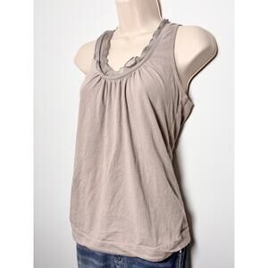 Banana Republic Taupe Tank Top Ruffle Trim Drape Fit Fairy Grunge